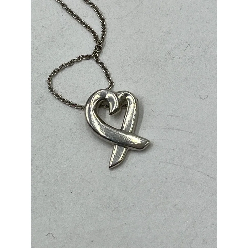 Tiffany & Co. Paloma Picasso 925‎ Sterling Silver Loving Open Heart Necklace